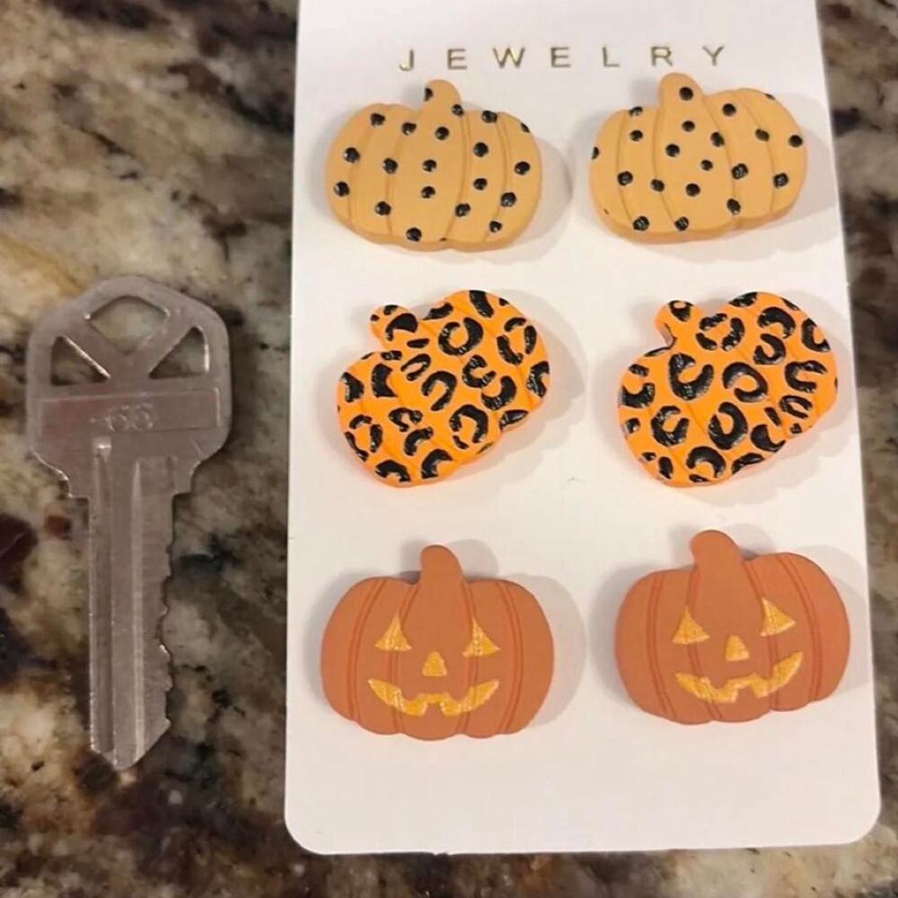 Cute 3 set pumpkin earrings